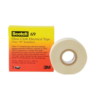 3M Scotch 69 Glass Cloth Electrical Tape, 3/4 x 66ft